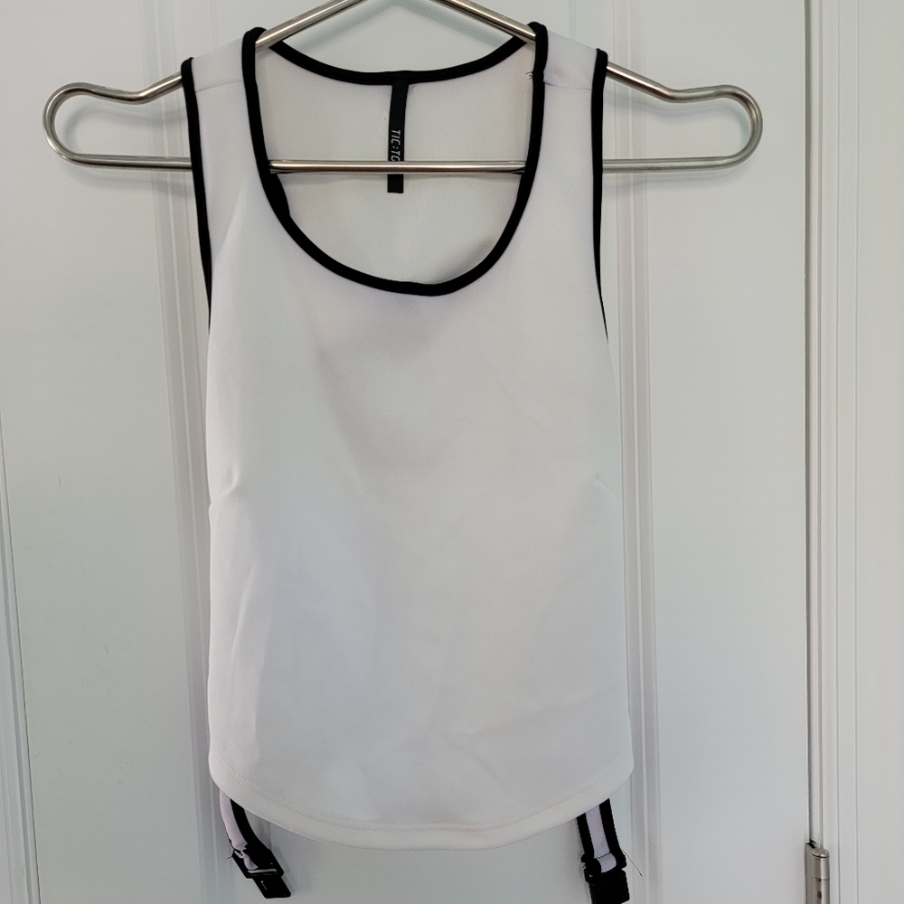 Crop top with a open back white and black